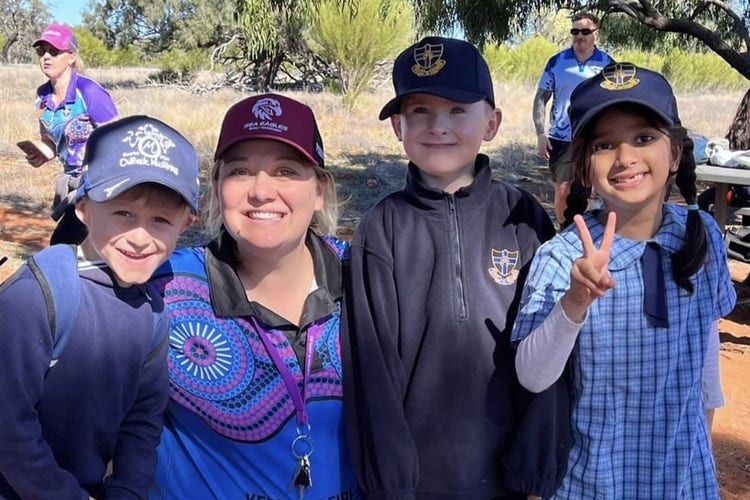 photo od 3 infants students and a teacher at the 2024 Gundabook excursion